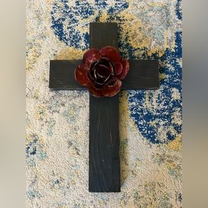 Flowered cross wall hanging